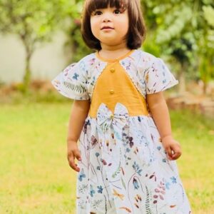 Flower Cotton Summer Frock Set for Girls (3-Piece)