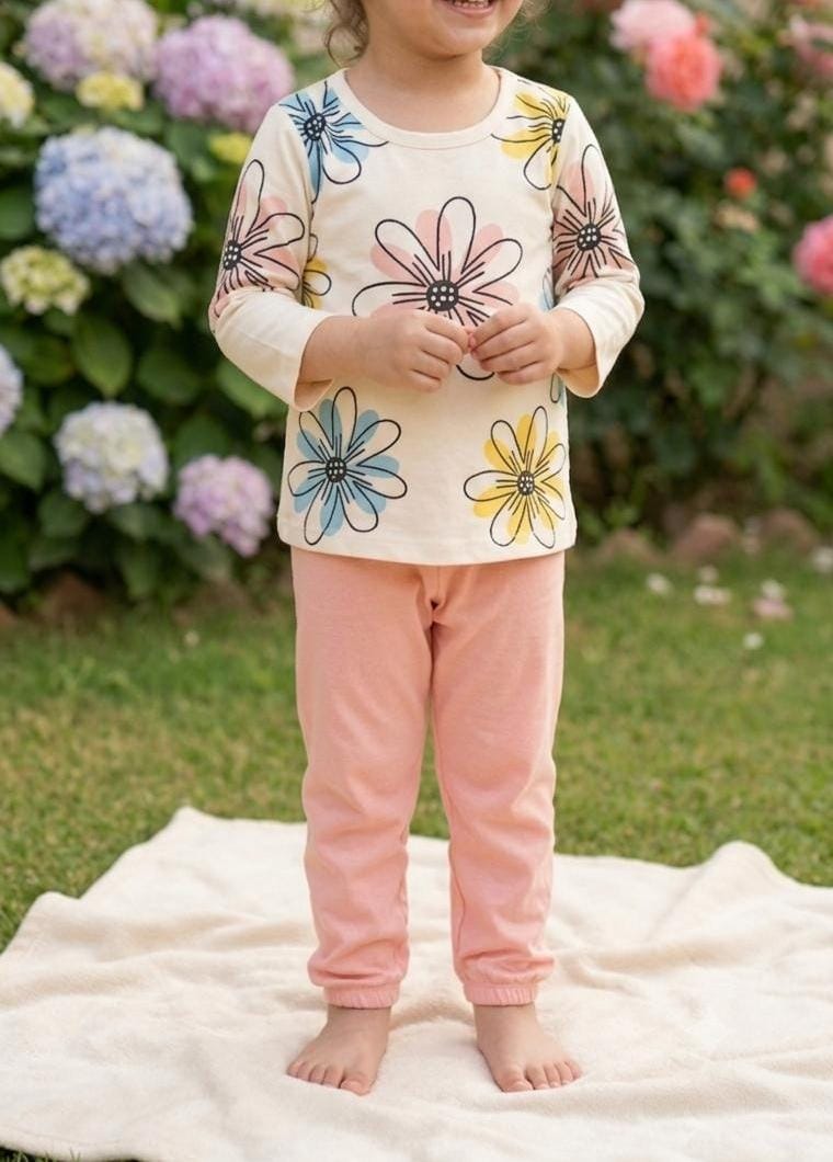 Girls Lightweight Jersey 2-Piece Trousers & Shirt Set