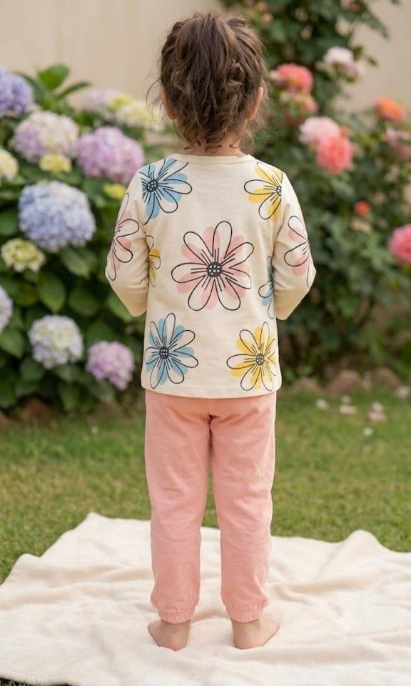 Girls Lightweight Jersey 2-Piece Trousers & Shirt Set