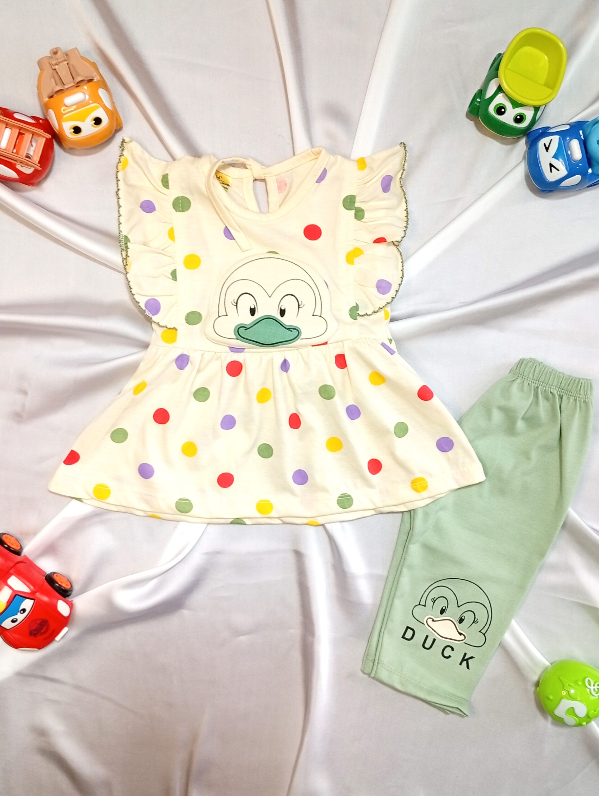 Duck Print 2-Piece Summer Set for Baby Girls (0–6M)