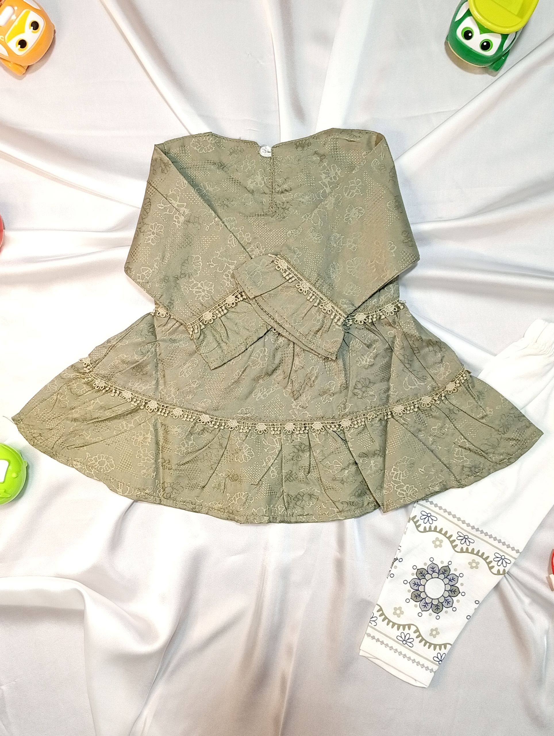 Cotton Embroidered 2-Piece Summer Frock Set for Girls - Image 10