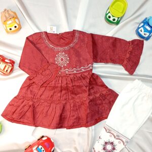 Cotton Embroidered 2-Piece Summer Frock Set for Girls