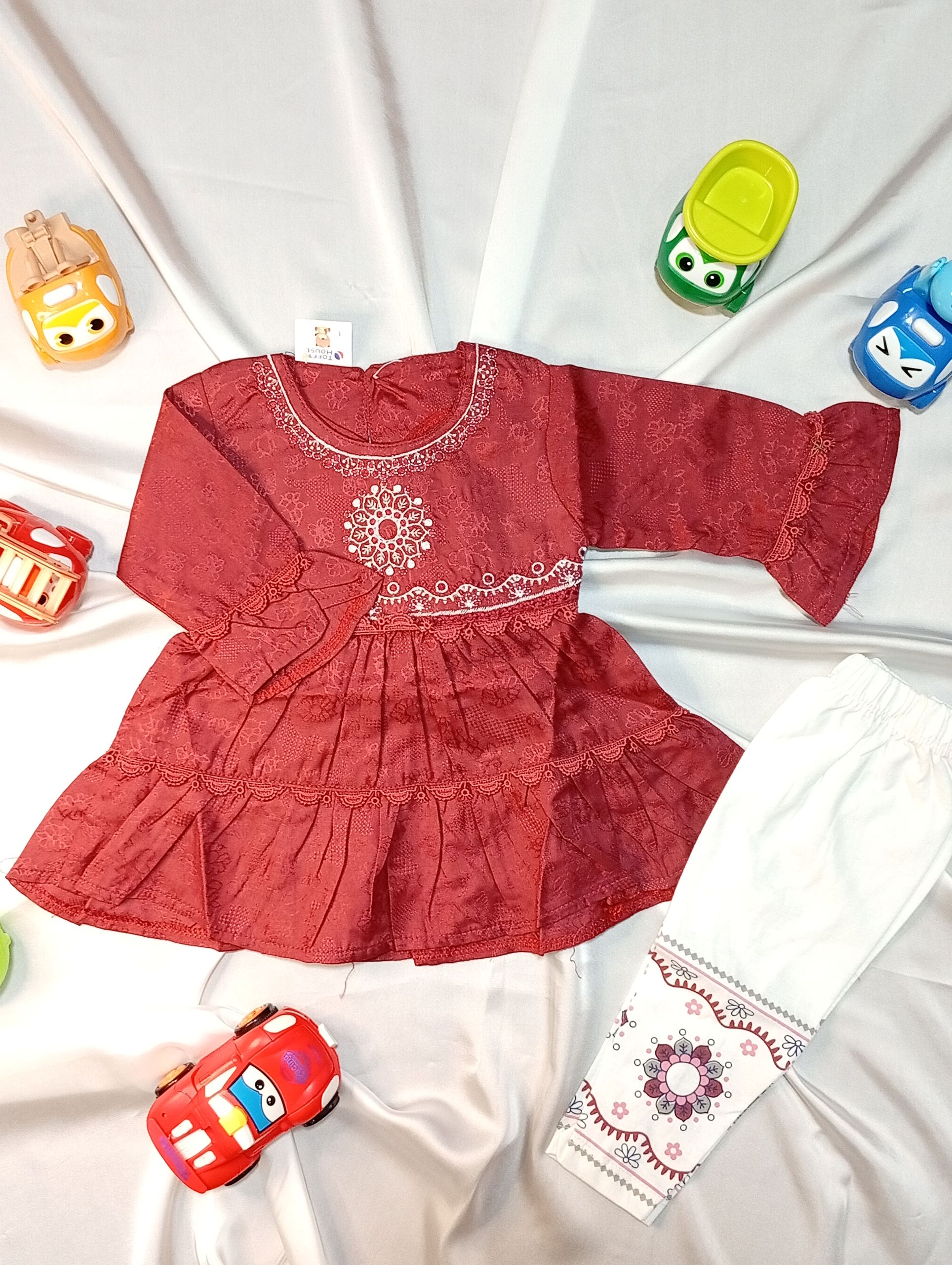 Cotton Embroidered 2-Piece Summer Frock Set for Girls