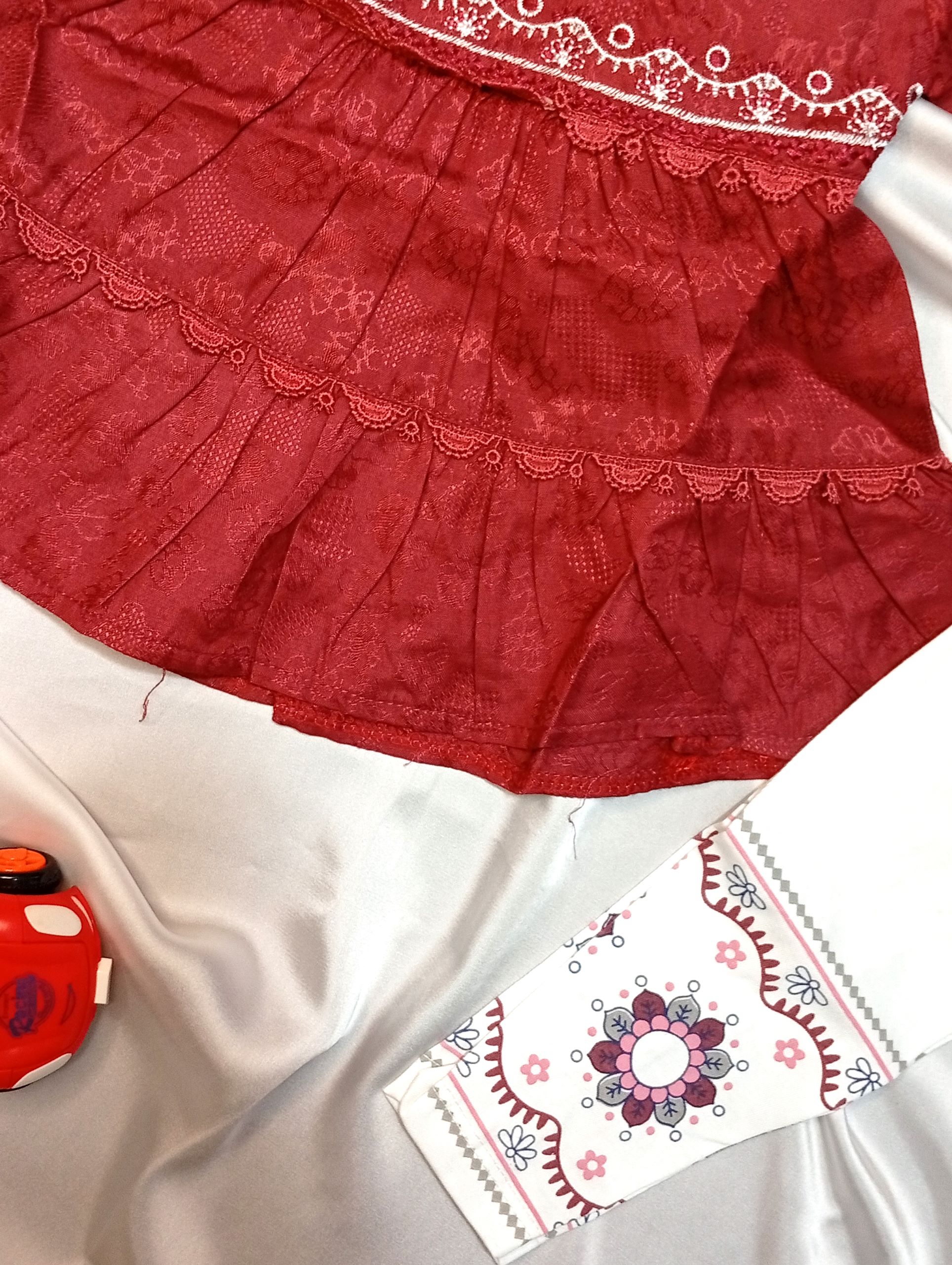 Cotton Embroidered 2-Piece Summer Frock Set for Girls - Image 5