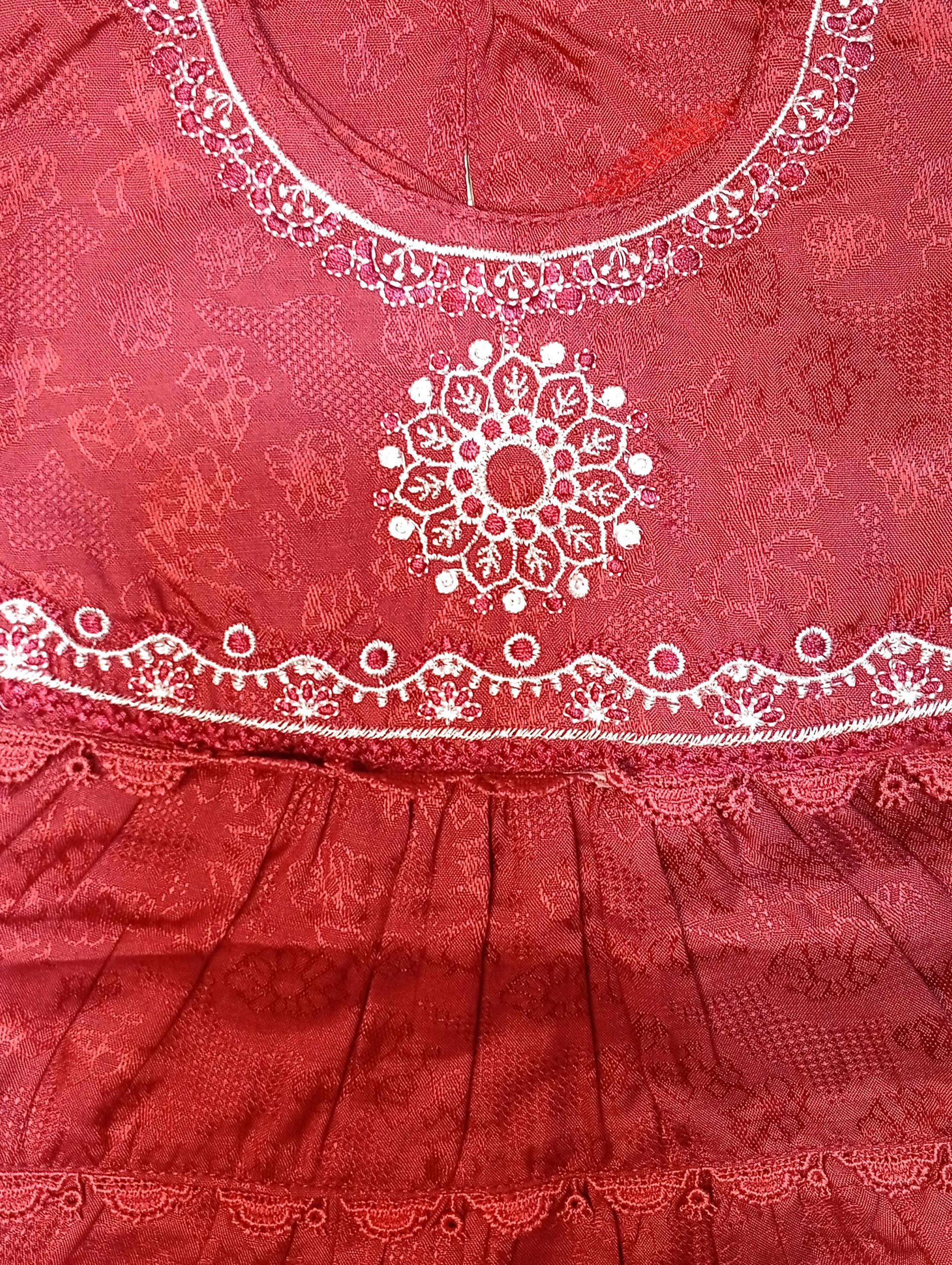 Cotton Embroidered 2-Piece Summer Frock Set for Girls - Image 3