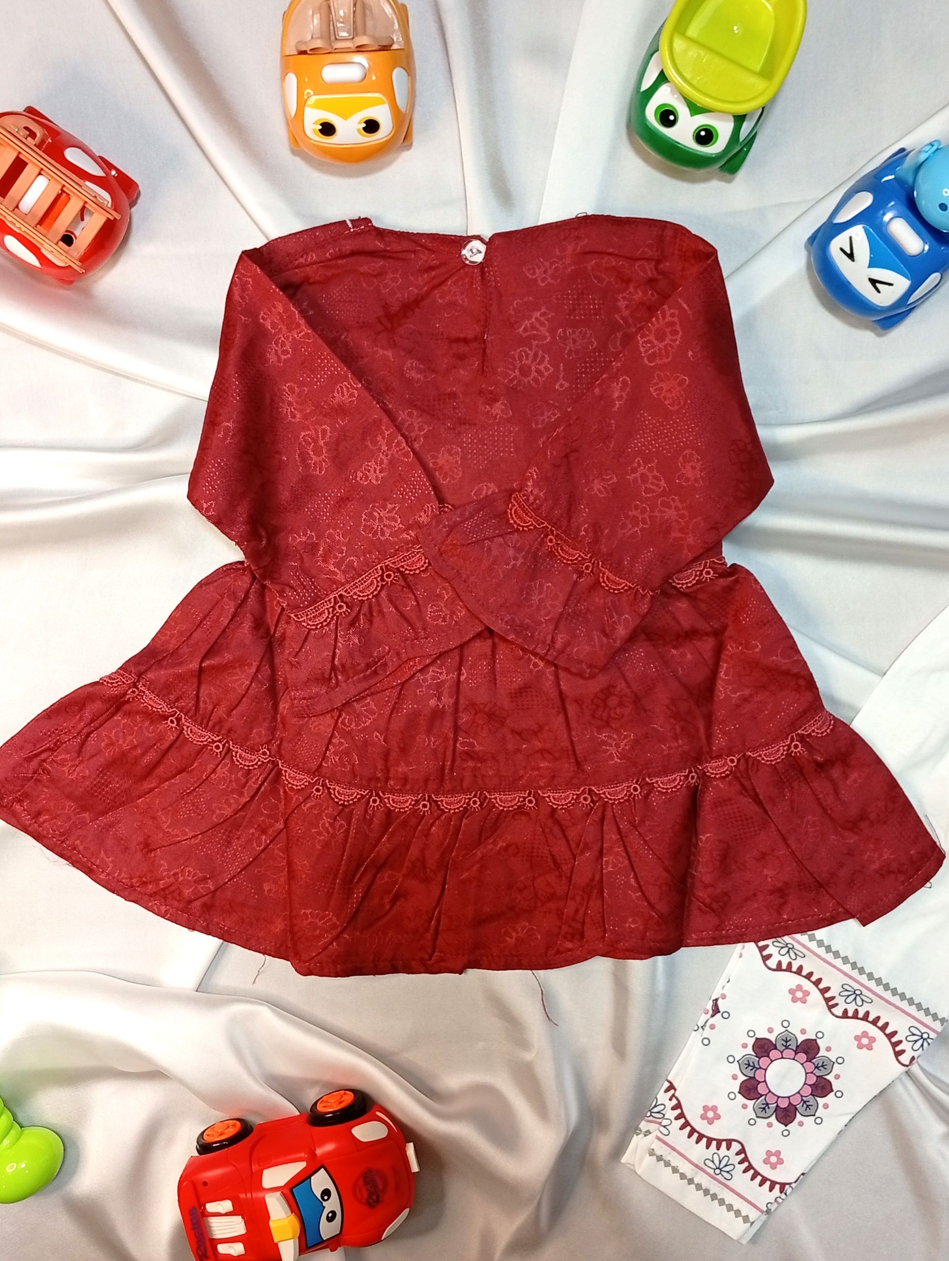Cotton Embroidered 2-Piece Summer Frock Set for Girls - Image 2