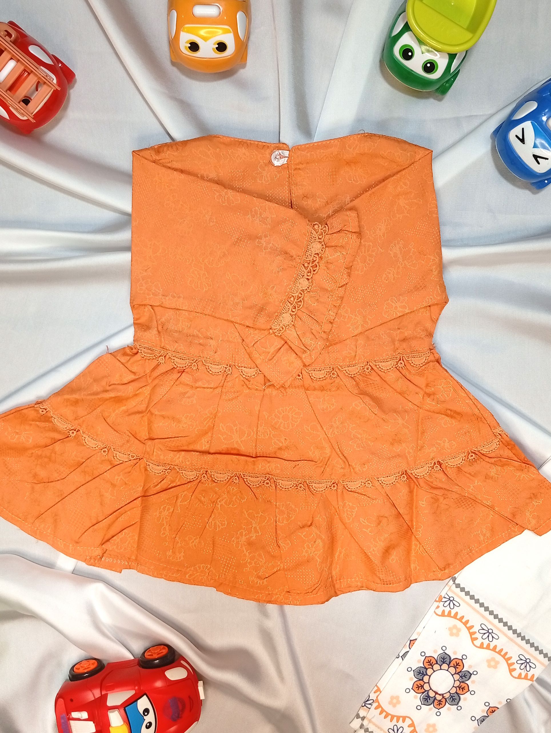 Cotton Embroidered 2-Piece Summer Frock Set for Girls - Image 8