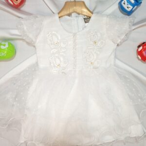 Fancy White Net Frock Set for Girls