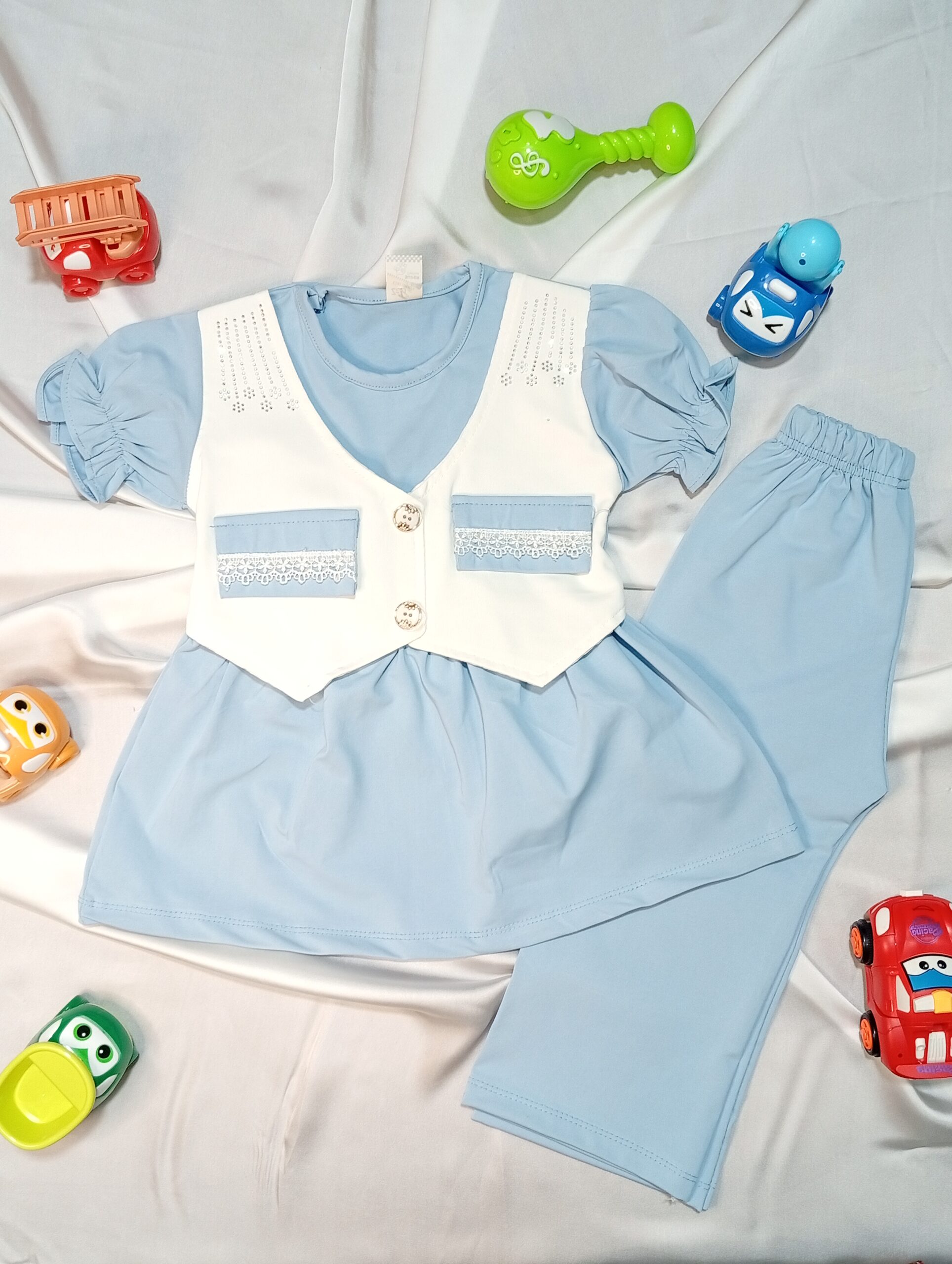 Korean Style 2-Piece Frock Set for Girls - Image 3