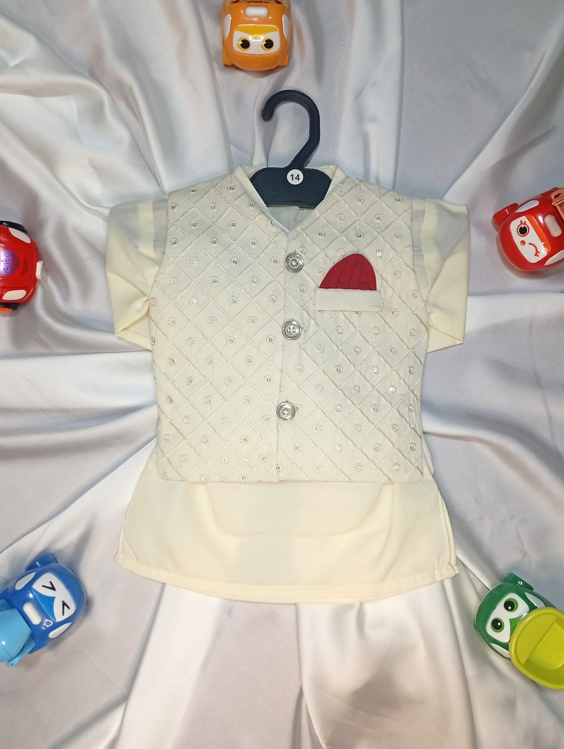 Summer Embroidered Suit with Waistcoat for Boys - Image 3