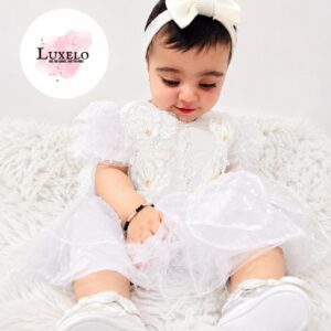 Signature White Net frock by Luxelo