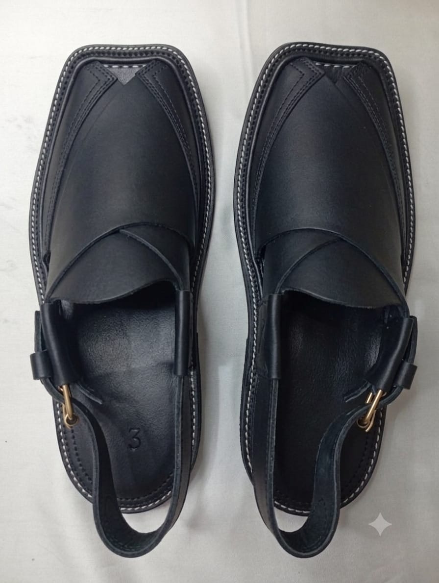 Fancy-Hand-Made-Leather-Charsadda-Chappal-black