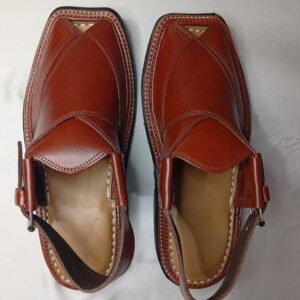 Hand Made Brown 3-tier Leather Charsadda Chappal