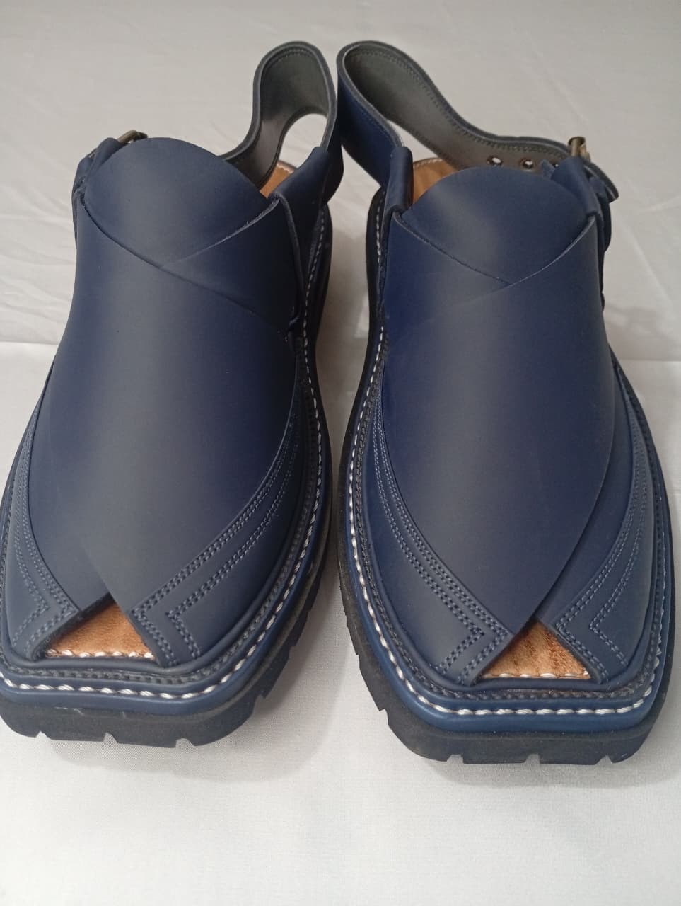 Premium Handcrafted Traditional Blue Peshawari Chappal